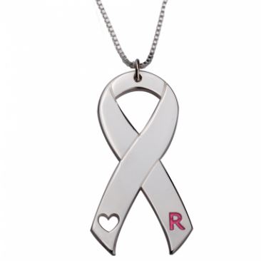 Breast Cancer Ribbon Initial