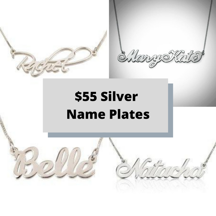 BFCM Holiday Sale $55 Silver Name Plates