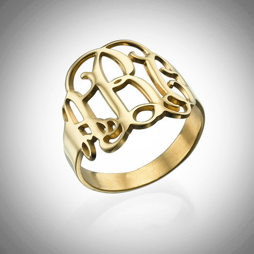 Monogram Cursive Ring