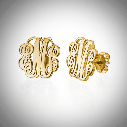 Monogram Cursive Earring Studs