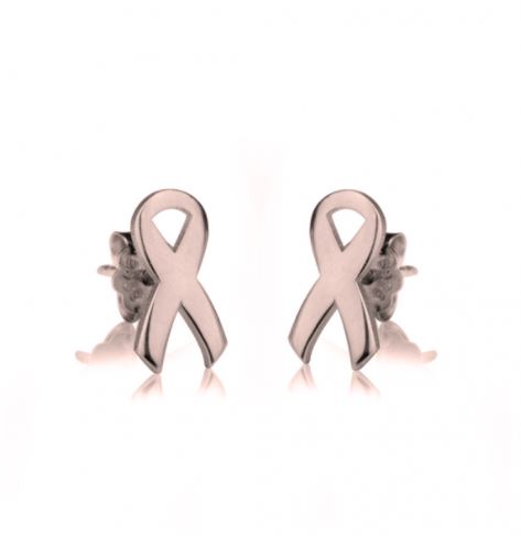 Breast Cancer Ribbon Earring Studs