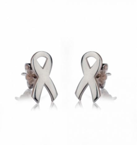 Breast Cancer Ribbon Earring Studs